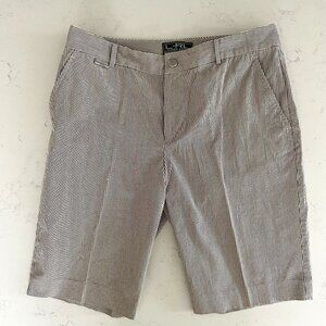 Lauren Ralph Lauren Active Striped 4 Pocket Cotton Bermuda Shorts Tan+White Sz 8